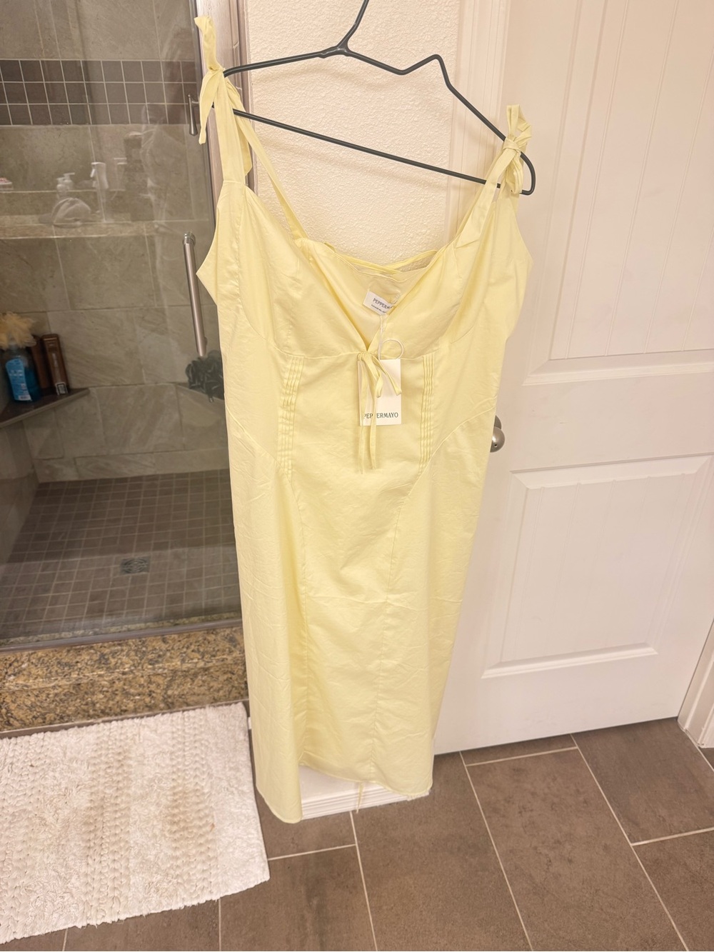 Peppermayo Pale Yellow Tie-Shoulder Midi Dress - Picture 6 of 7